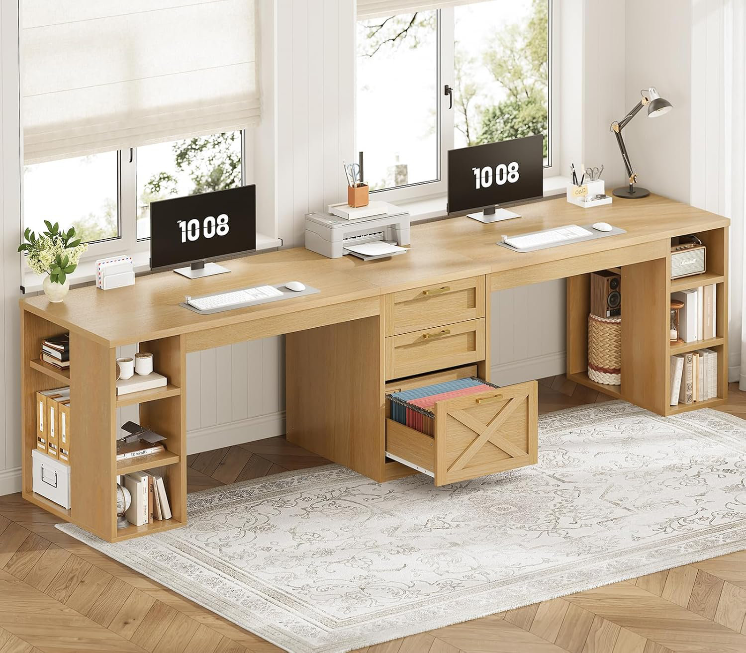 August Grove 96.5'' Gaming Desk Executive Desk And File Storage